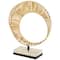 12.5" Brown Abstract Handmade Mobius Strip Sculpture with White Marble Base